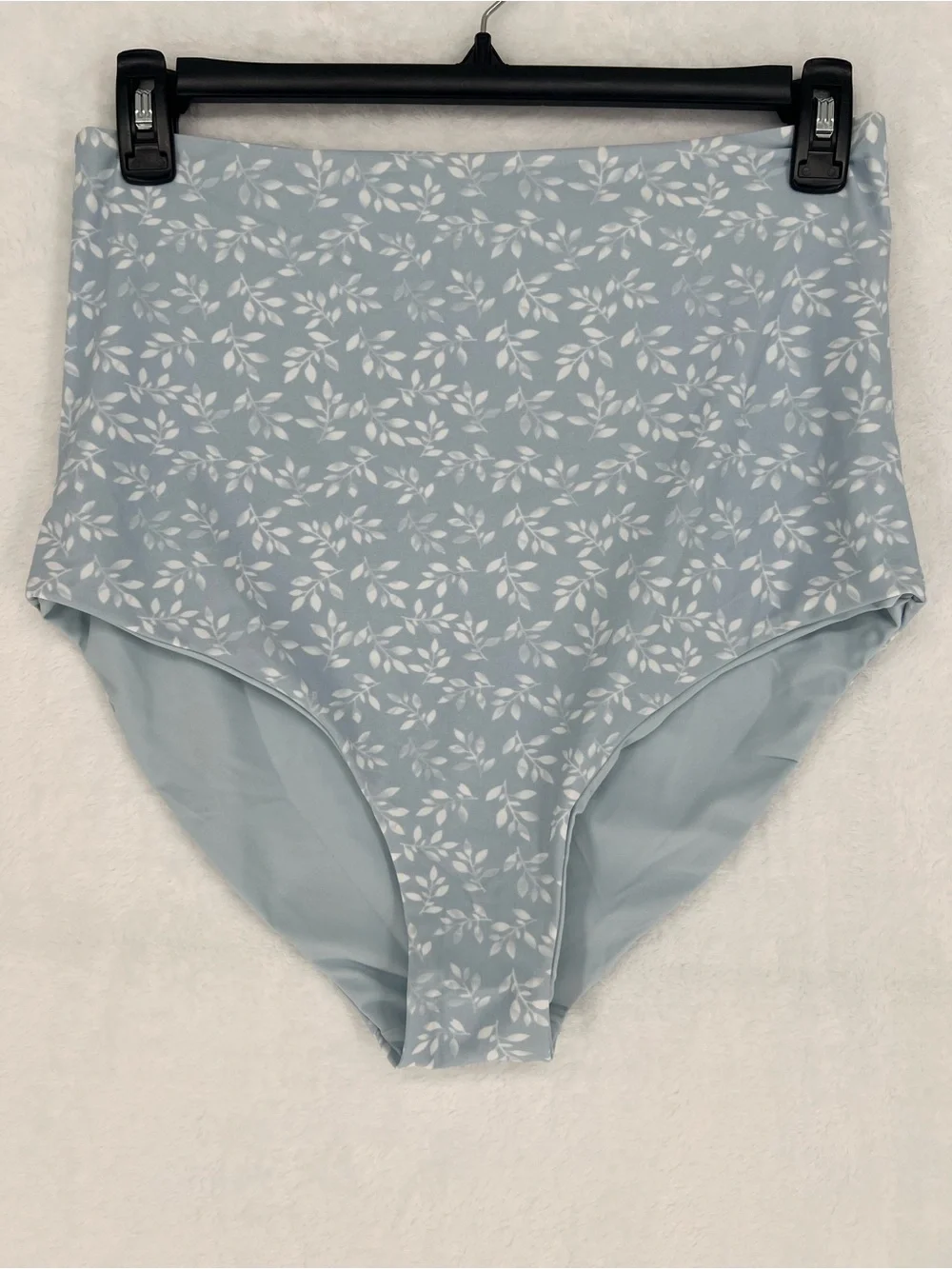 Coral Reef Swim Bali Powder Blue Reversible Ultra High Waisted Leaves Sz XL NWT